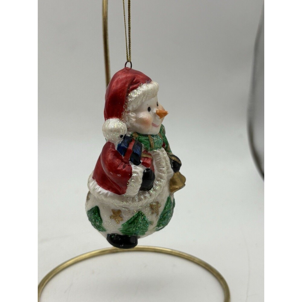 Santa Christmas Ornament Resin Glitter Gifts Bells Holiday Decor